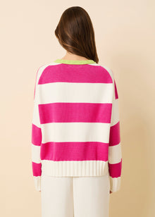 Womens | Reva Sweater Cotton | Paradise Pink/Sour Apple Stripe