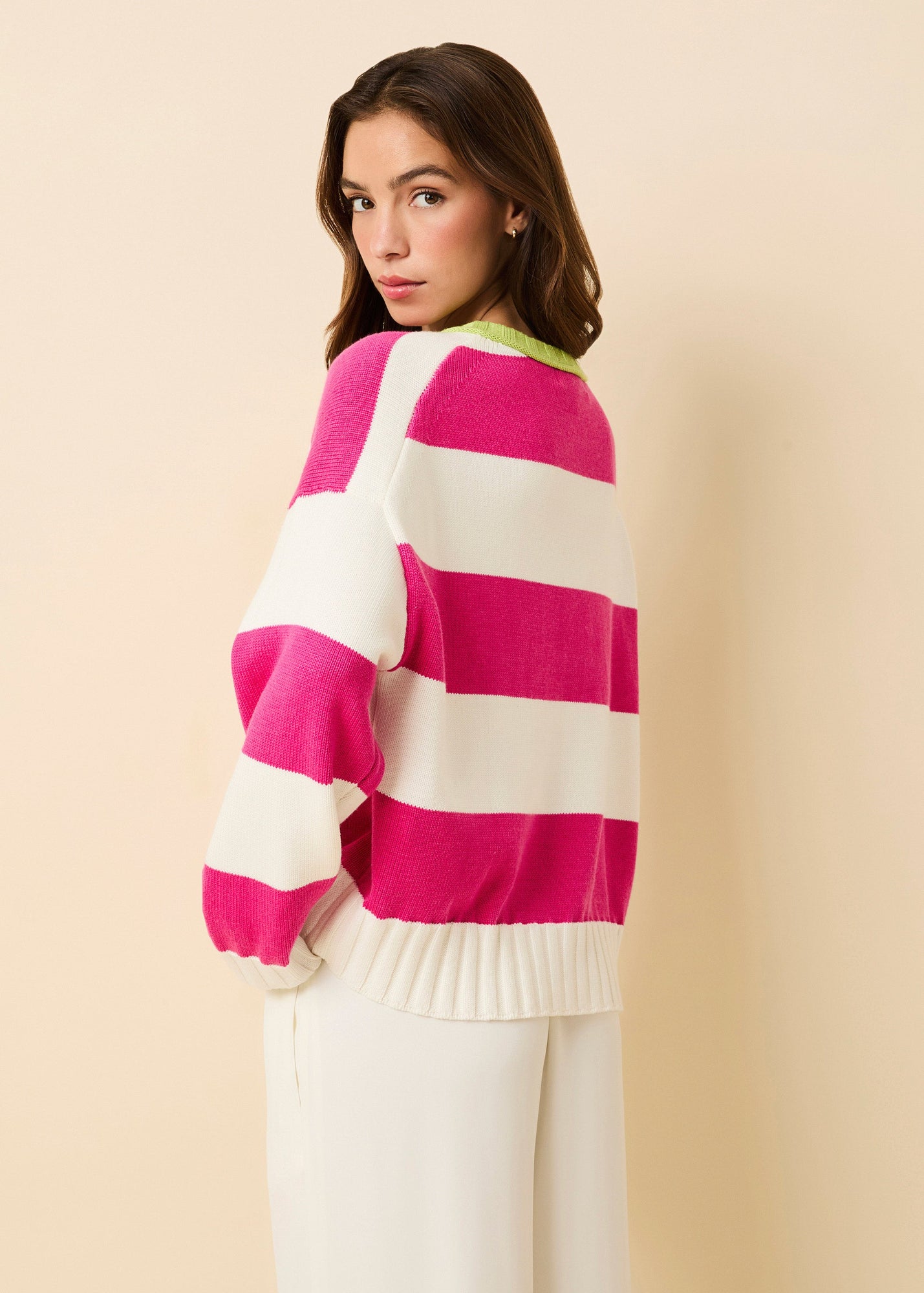 Womens | Reva Sweater Cotton | Paradise Pink/Sour Apple Stripe