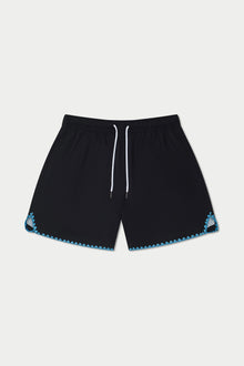 Black Blue Stitch Swim Short | Blue