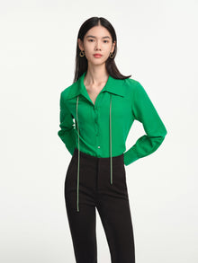 Frenchy Solid Button Front Shirt | Green