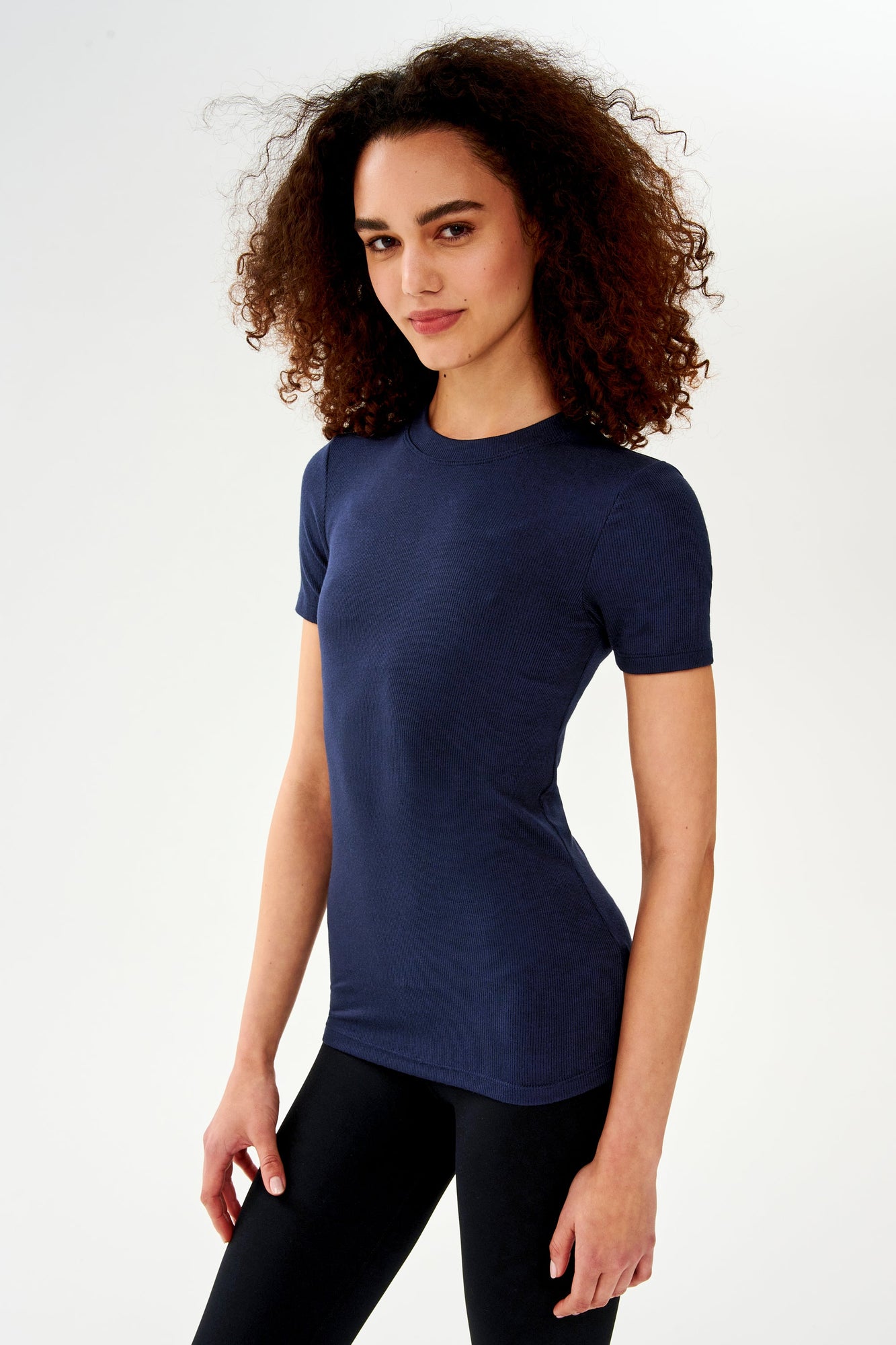 Louise Rib Short Sleeve | Indigo