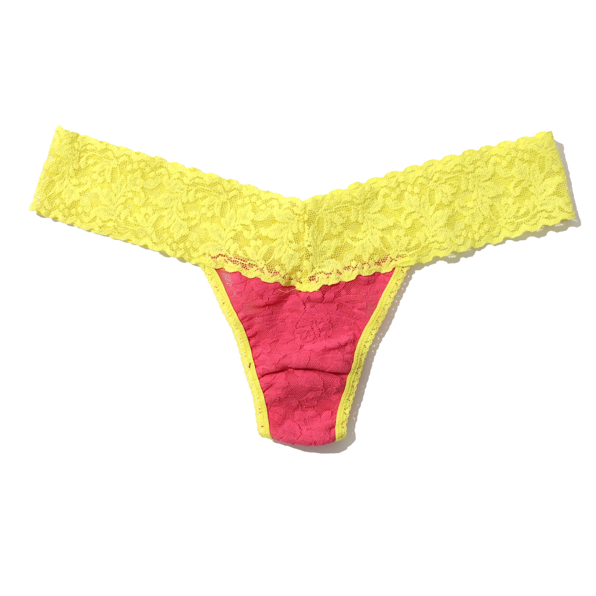 Signature Lace Low Rise Thong | Sugar Rush Pink/Citrus Punch Yellow