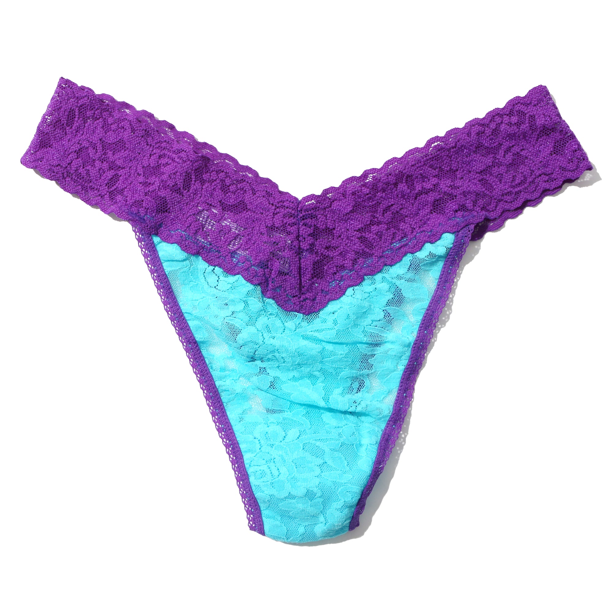 Signature Lace Original Rise Thong | Beau Blue/Vivacious Violet