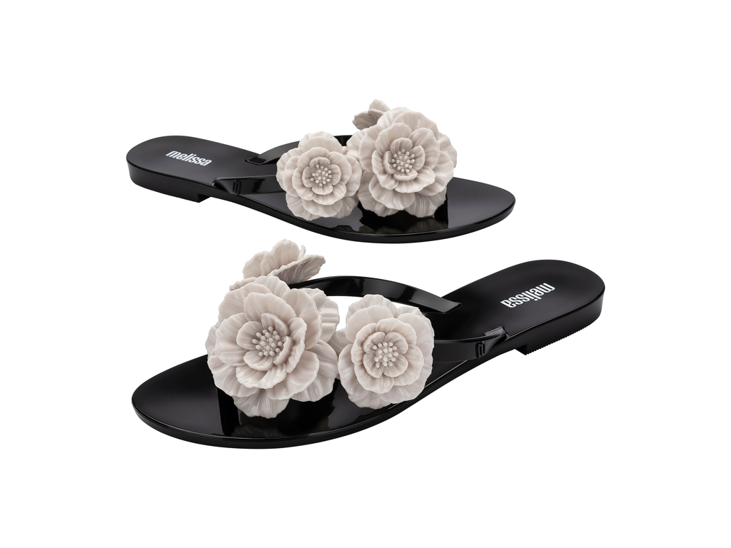 Womens | Harmonic Springtime Flip Flop | Black/Beige