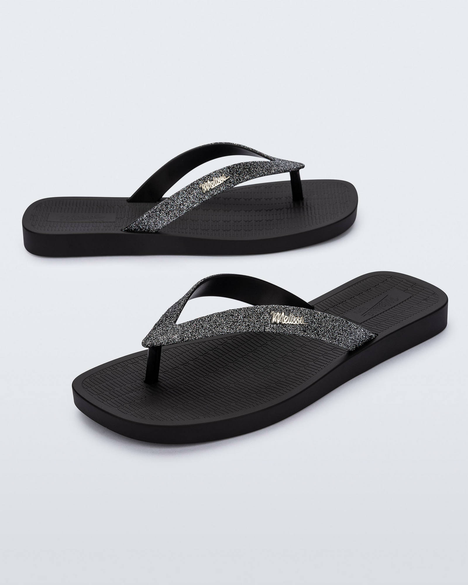Womens | Sun Long Beach II Flip Flop | Black/Silver
