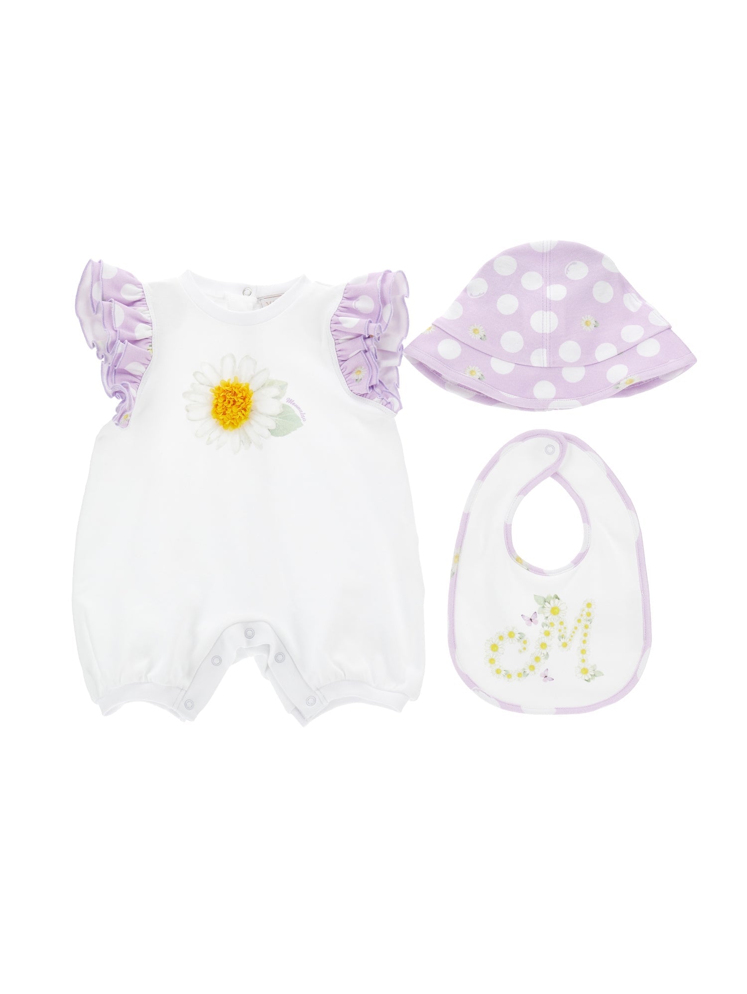Girls | Three-Piece Summer Time Set | White/Wisteria