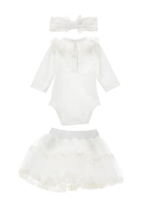Girls | 3-Piece Cotton Tulle Set | Cream