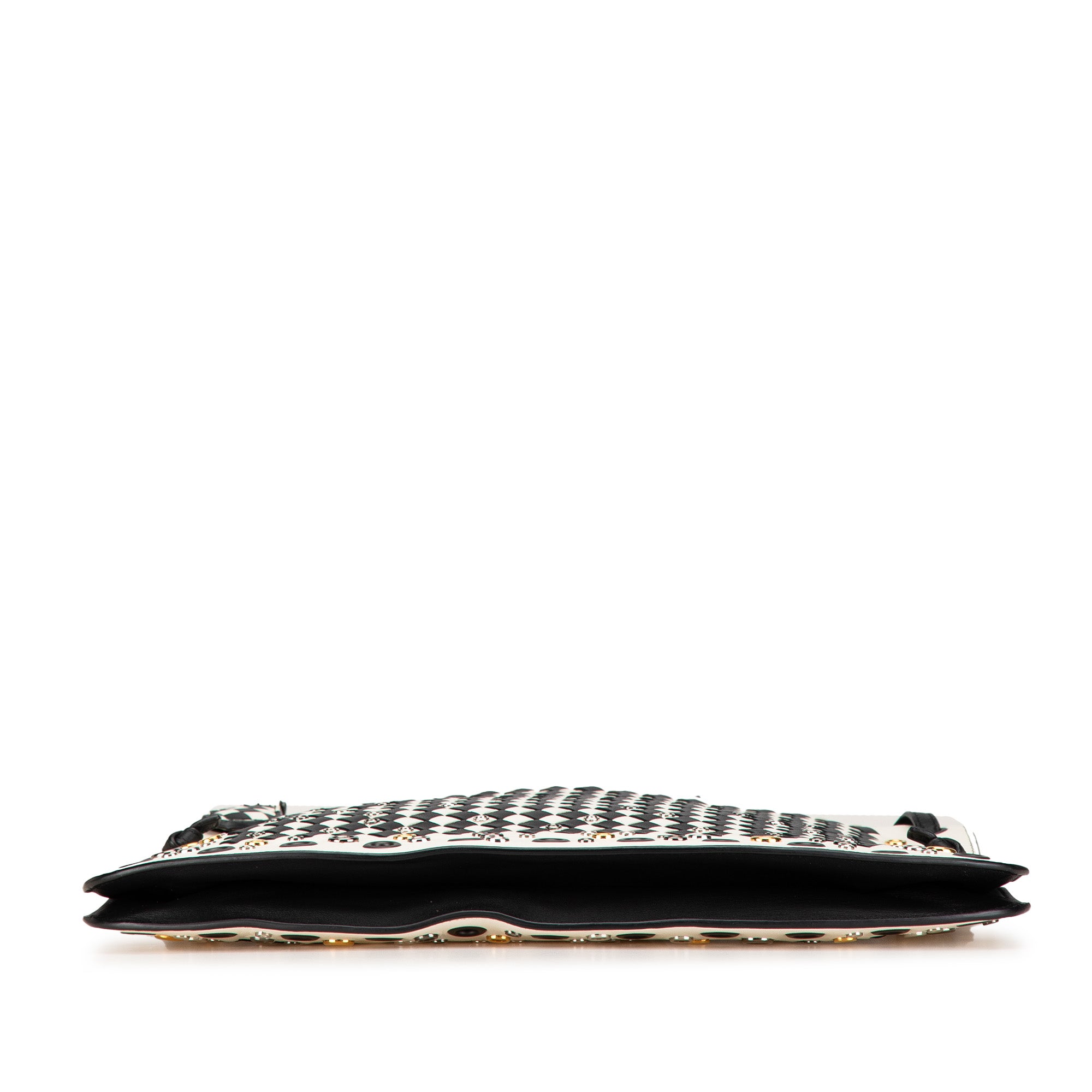Bottega Veneta | Pre-Owned Nappa Intrecciato Check Grommet Palio Crossbody | White/Black