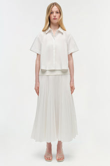 Womens | Bernie Cotton Pleated Shirt | White