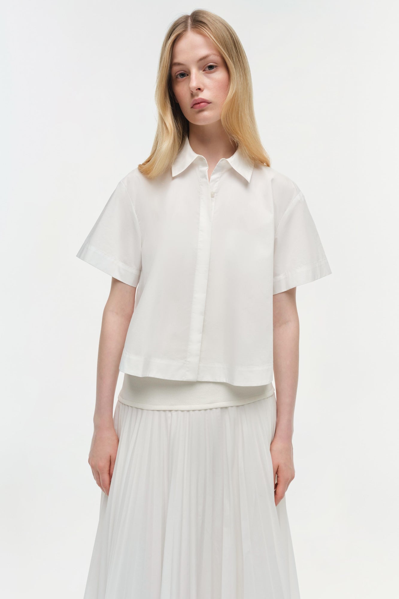 Womens | Bernie Cotton Pleated Shirt | White
