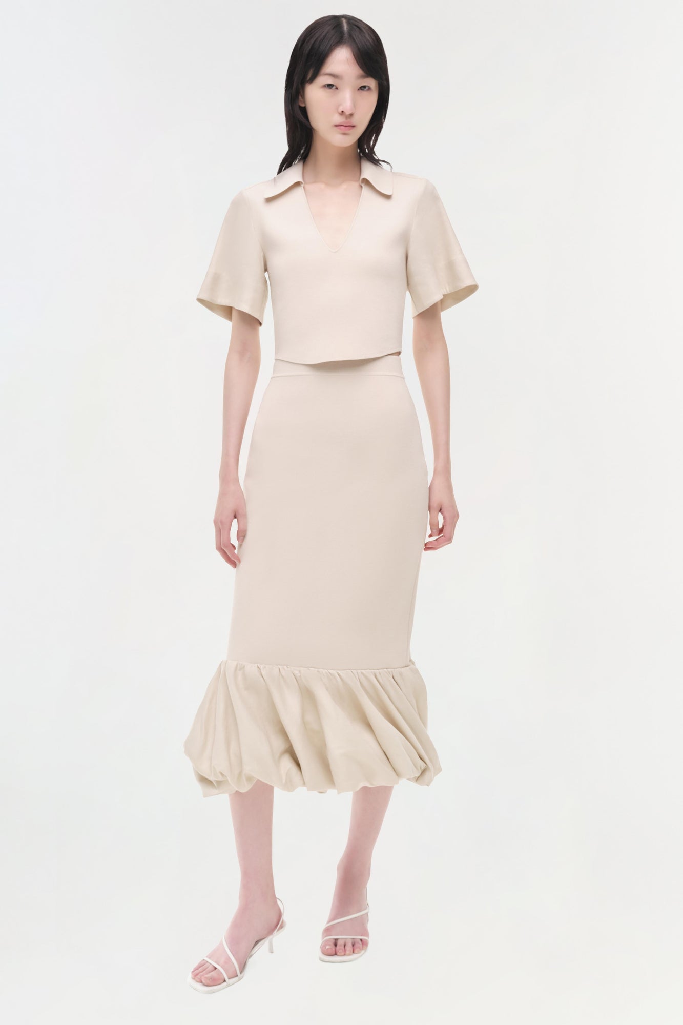 Womens | Camille Linen Knit Midi Skirt | Sand