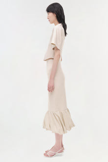 Womens | Camille Linen Knit Midi Skirt | Sand