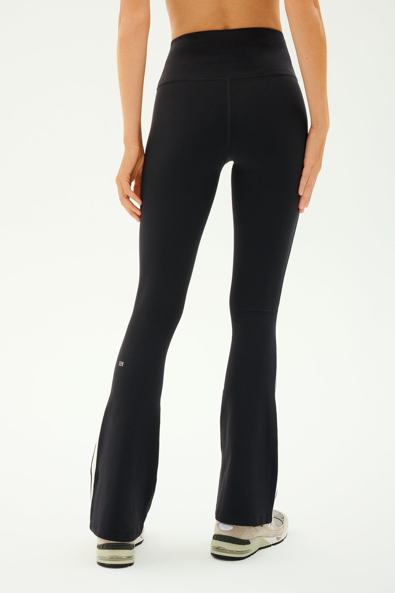 Raquel High Waist Flared Legging | Black x Creme