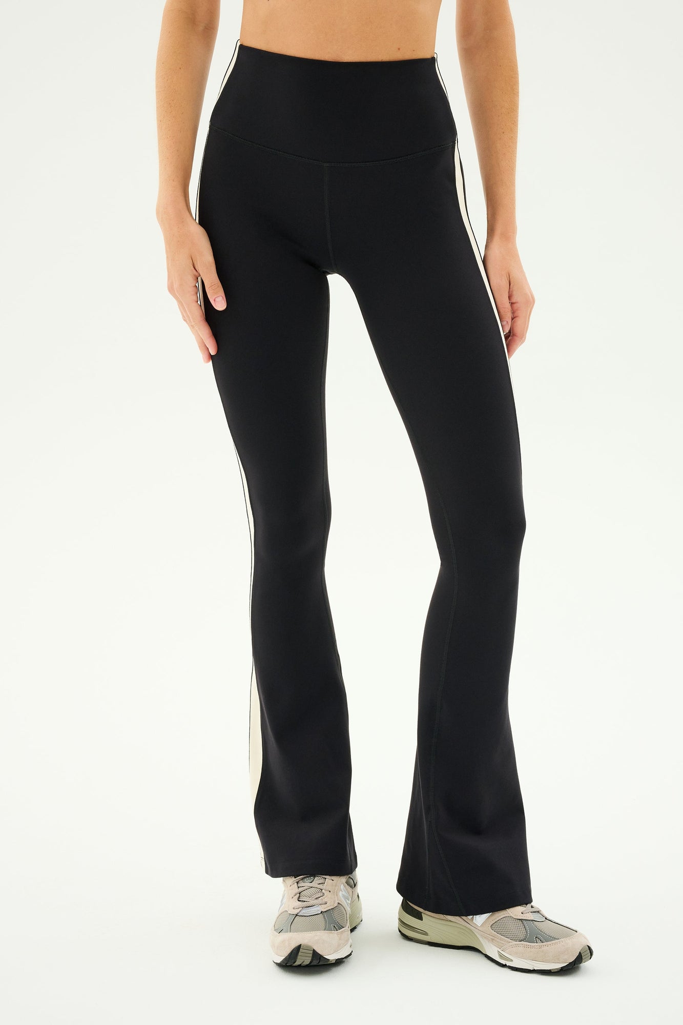 Raquel High Waist Flared Legging | Black x Creme