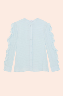 Striped Crepe Ruffle Detail Blouse | Ice