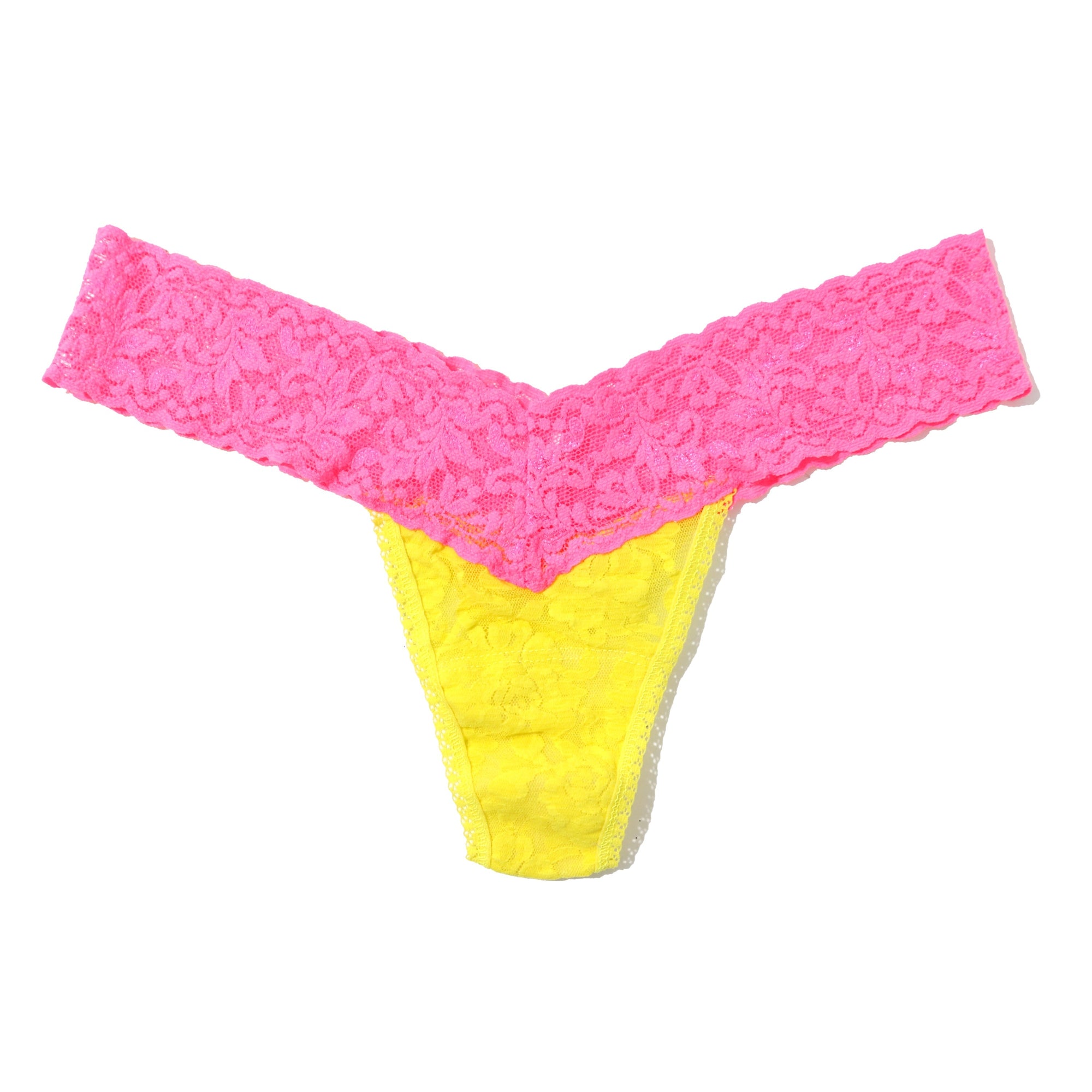 Signature Lace Low Rise Thong | Sunny Day/Sizzle Pink