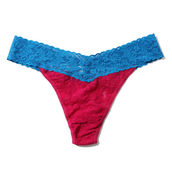 Signature Lace Original Rise Thong | Venetian Pink/Laguna Blue