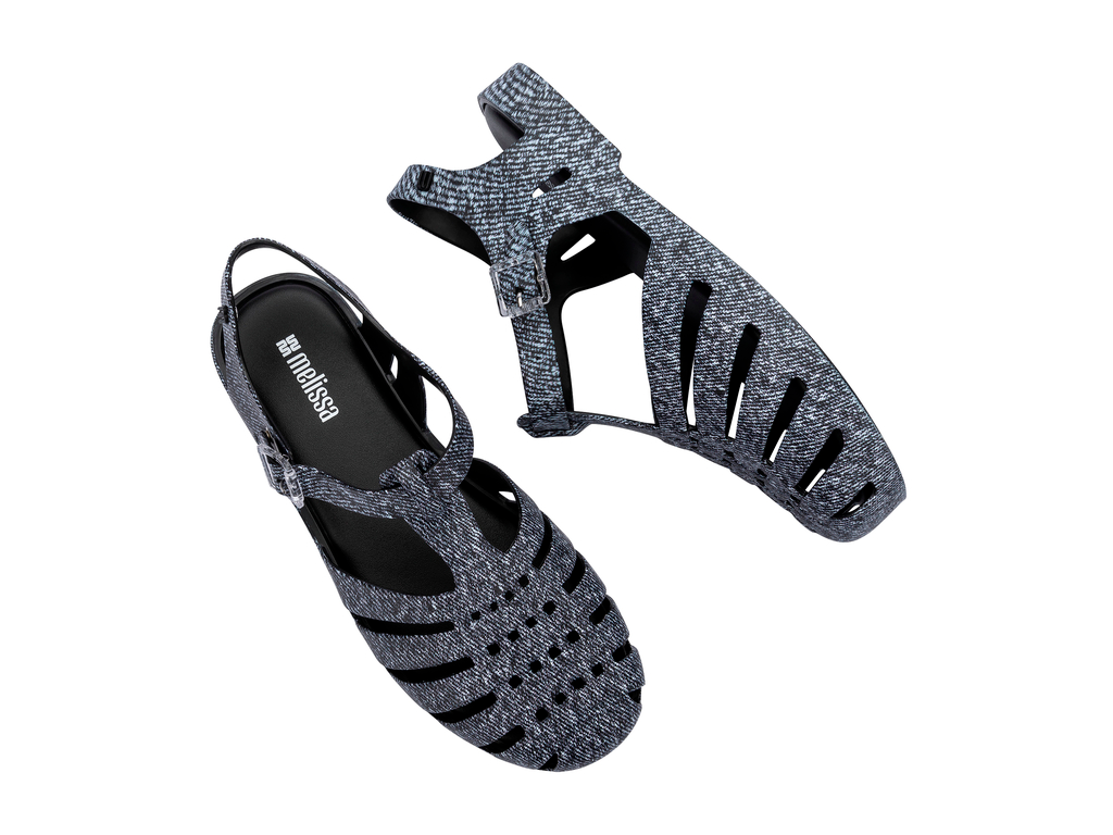 Possession Print Denim Sandal | Black Jeans