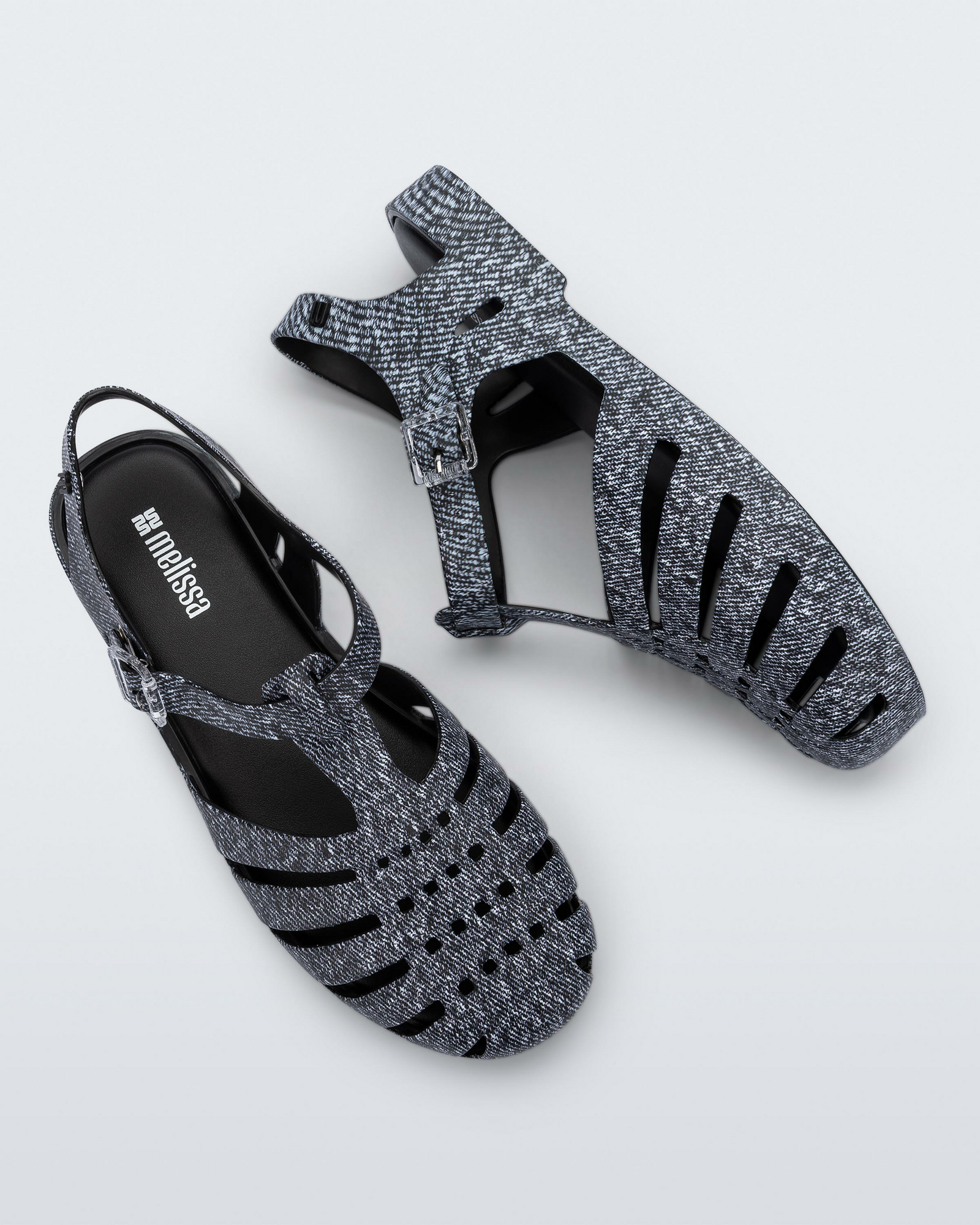 Possession Print Denim Sandal | Black Jeans