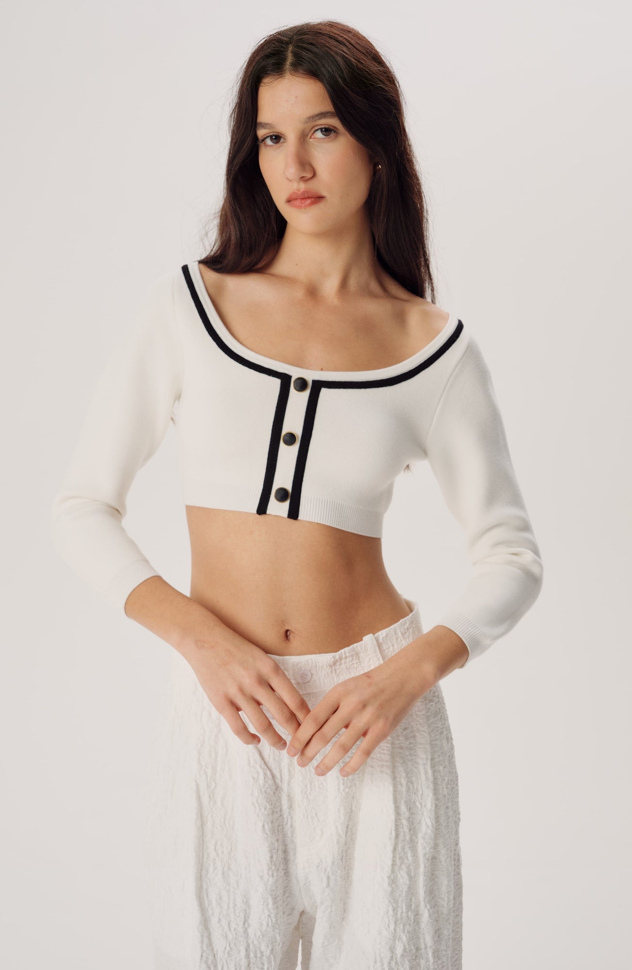 Watkins Knit Cardigan | White Black
