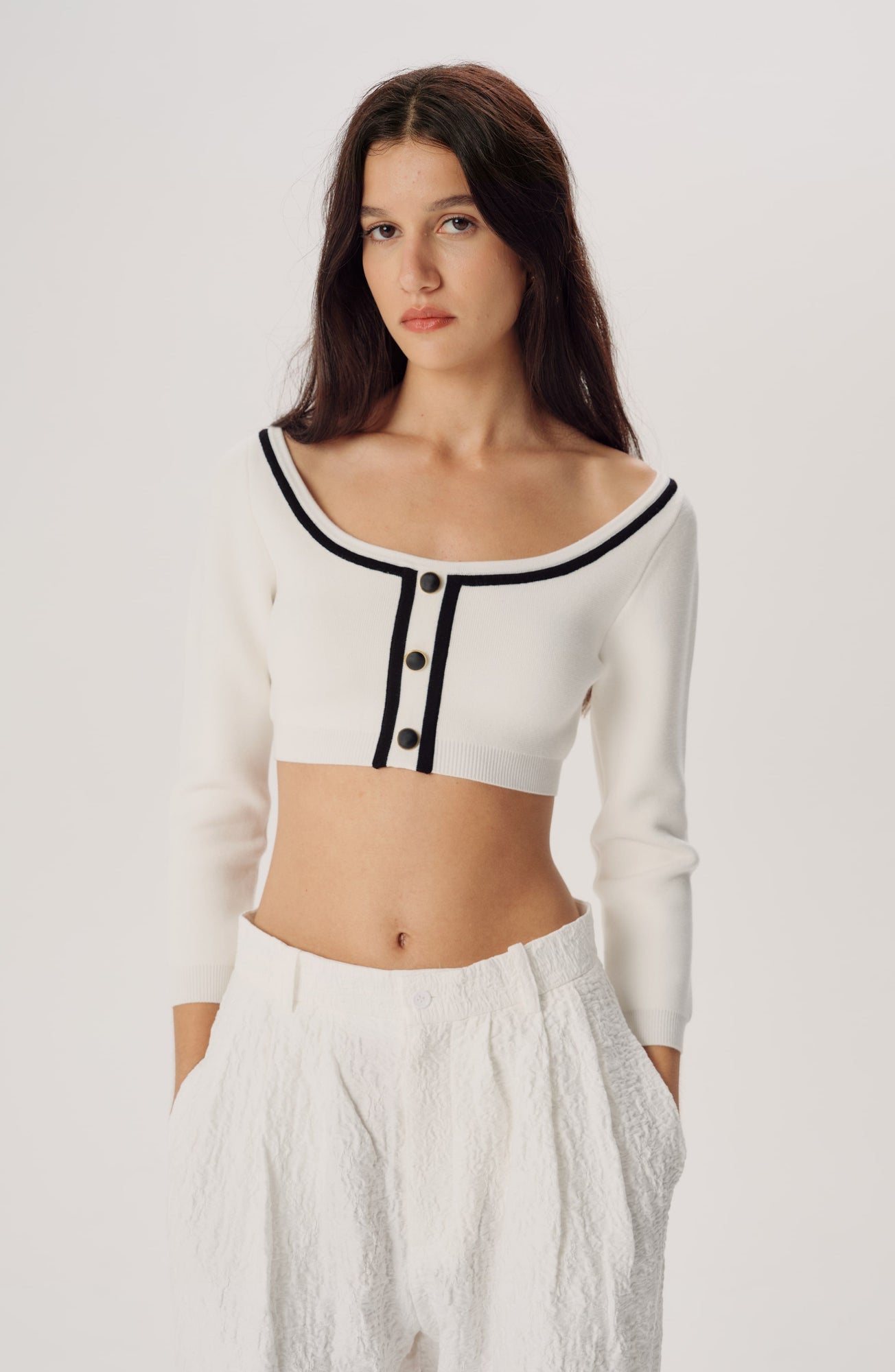 Watkins Knit Cardigan | White Black