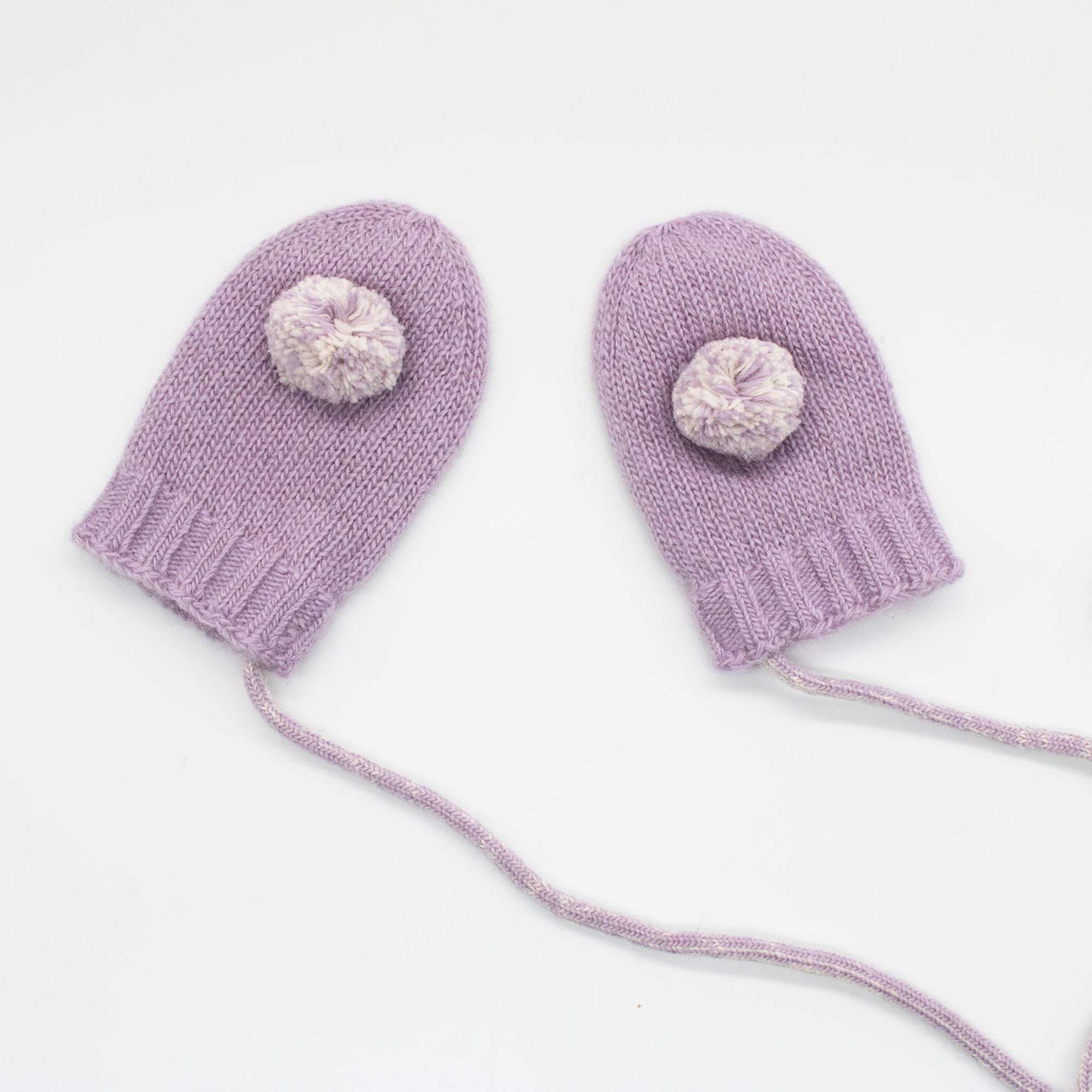 Babies Cashmere Mittens With Poms | Lilac