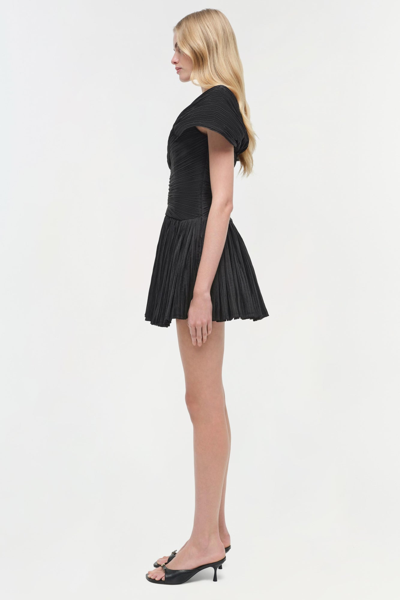 Womens | Avarie Plisse Mini Dress | Black