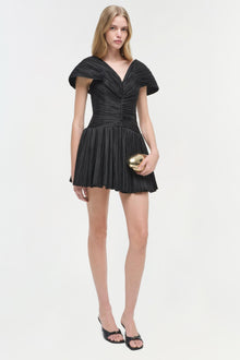 Womens | Avarie Plisse Mini Dress | Black