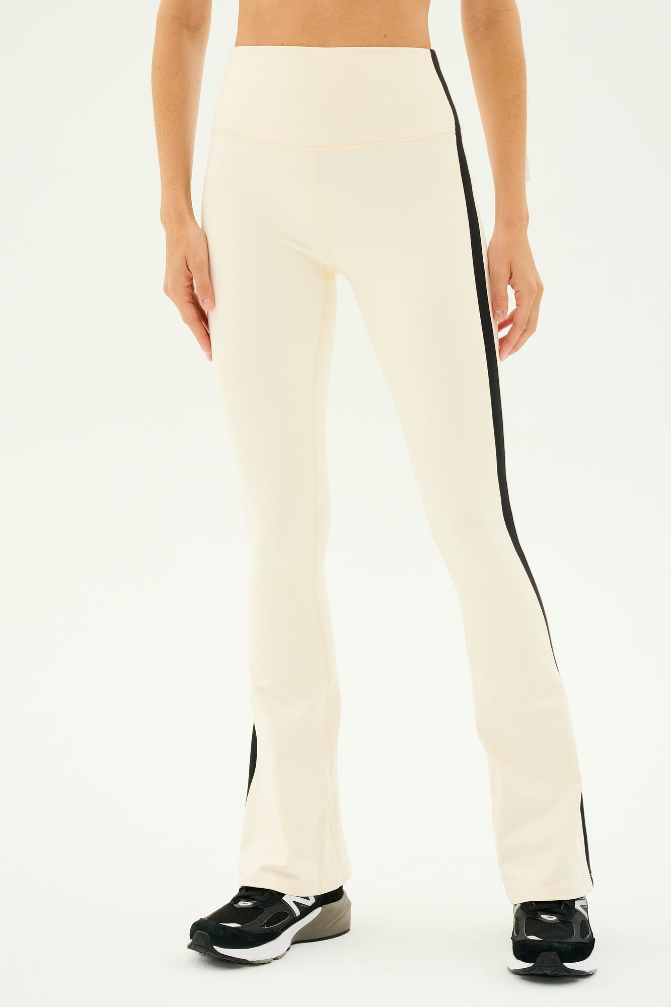 Raquel High Waist Flared Legging | Creme x Black
