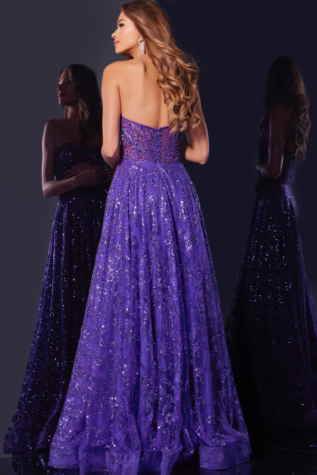 Strapless Ballgown with Corset Bodice and Sequin Detailing | Peacock