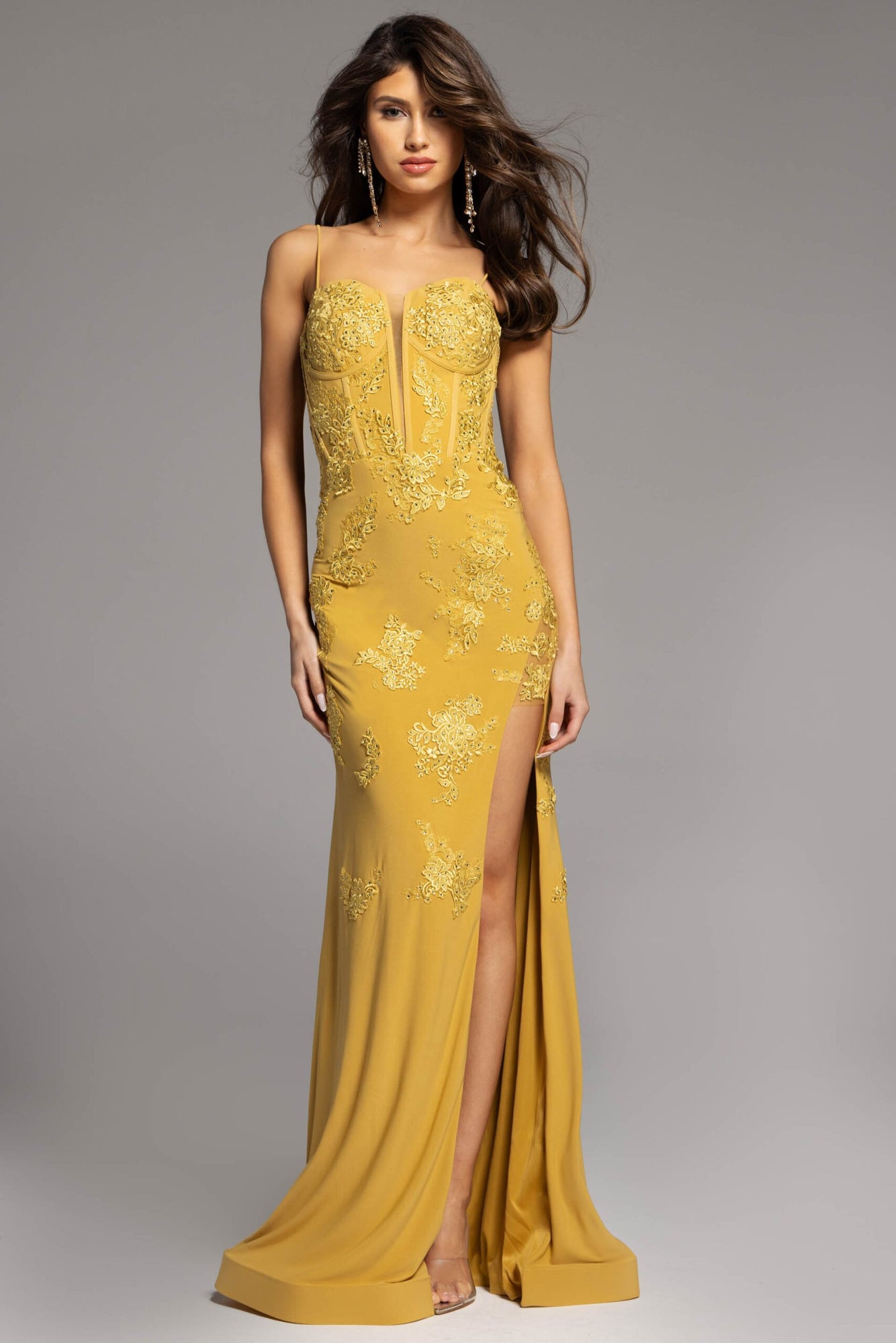 Fitted Embellished Gown | Gold