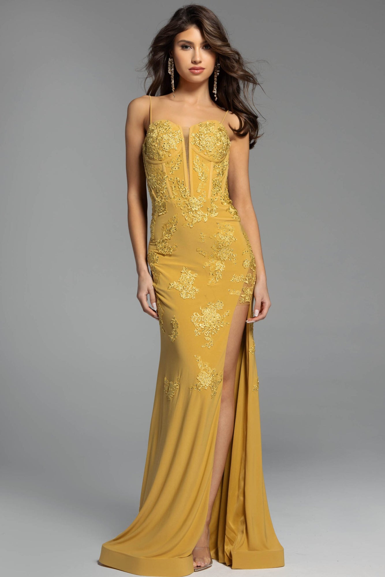 Fitted Embellished Gown | Gold