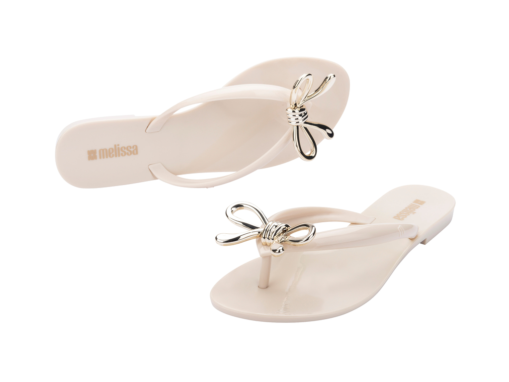 Womens | Harmonic Iris Flip Flop | Beige/Gold