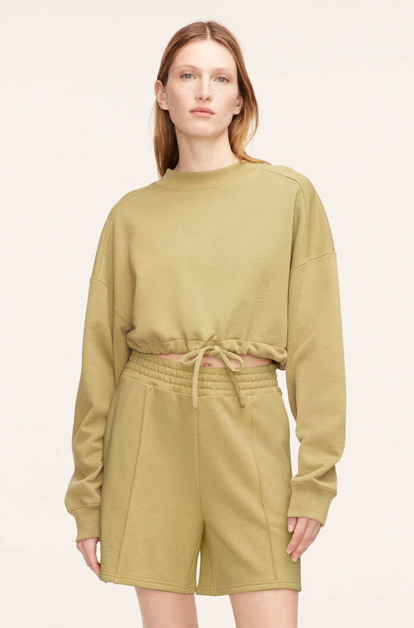 Cropped Terry Sweatshirt With Drawcord | Manzanilla