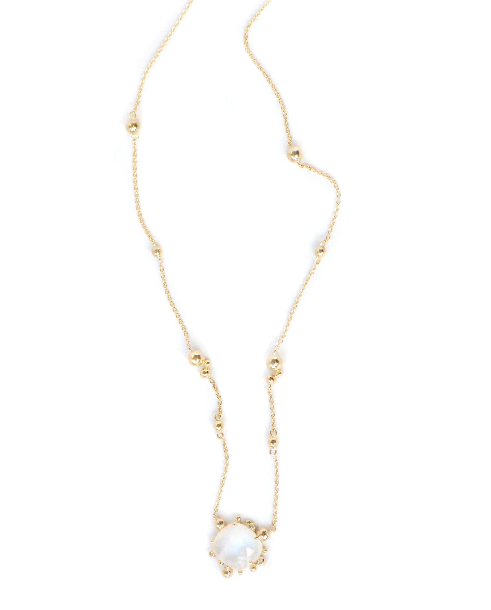 Dew Drop Marine Slice Necklace | Diamonds | 14K Yellow Gold