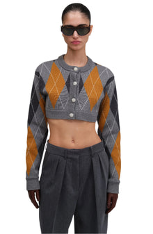 Abeje Cropped Cardigan | Cinnamon Slate Grey