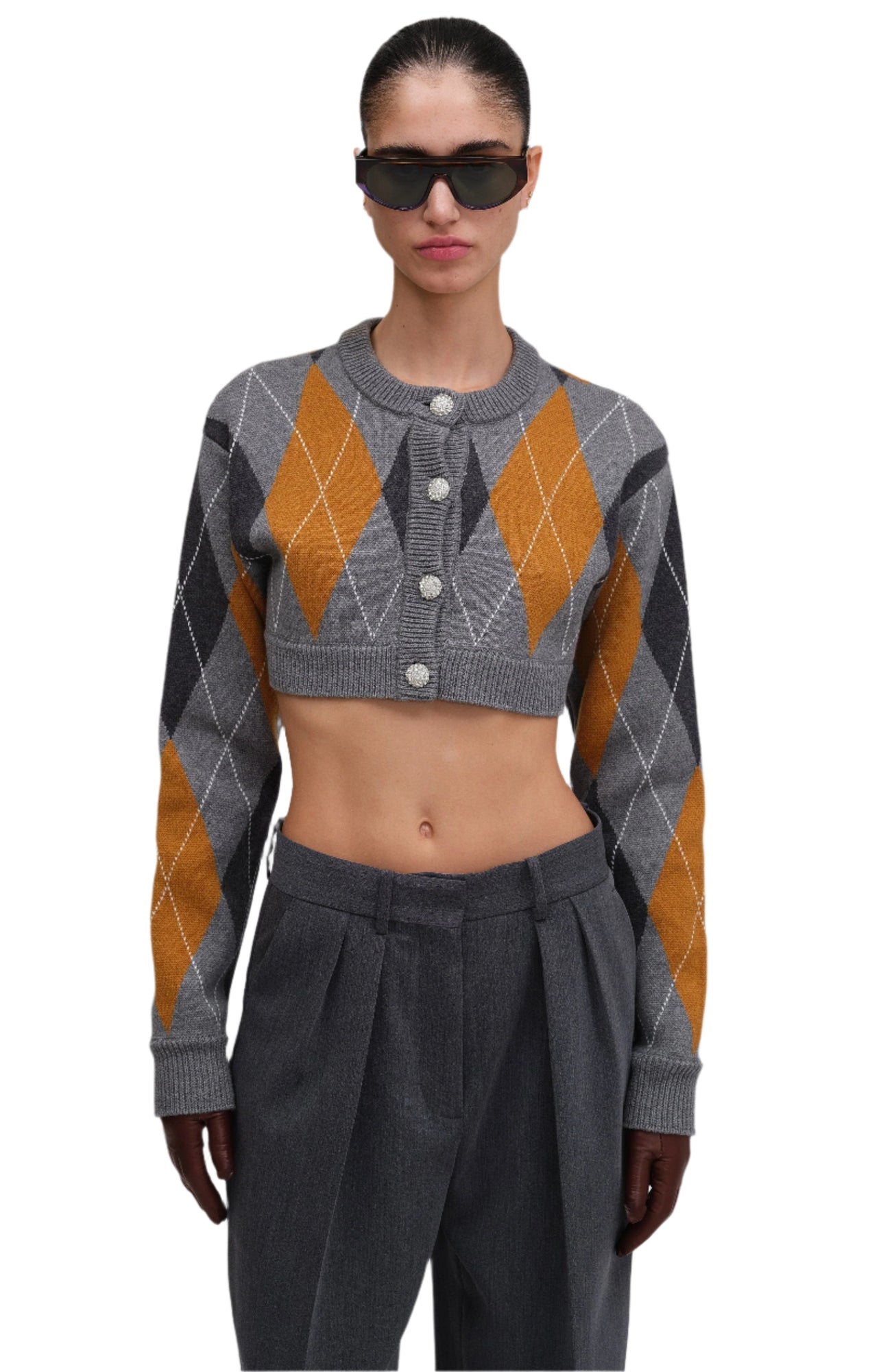 Abeje Cropped Cardigan | Cinnamon Slate Grey