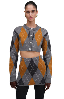 Abeje Cropped Cardigan | Cinnamon Slate Grey
