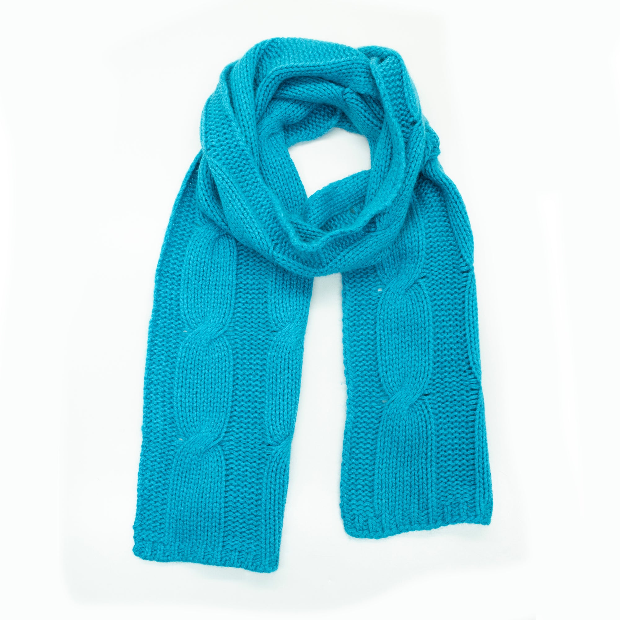 Womens | Big Cable Scarf | Carribean Blue