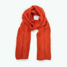 Womens | Big Cable Scarf | Orange