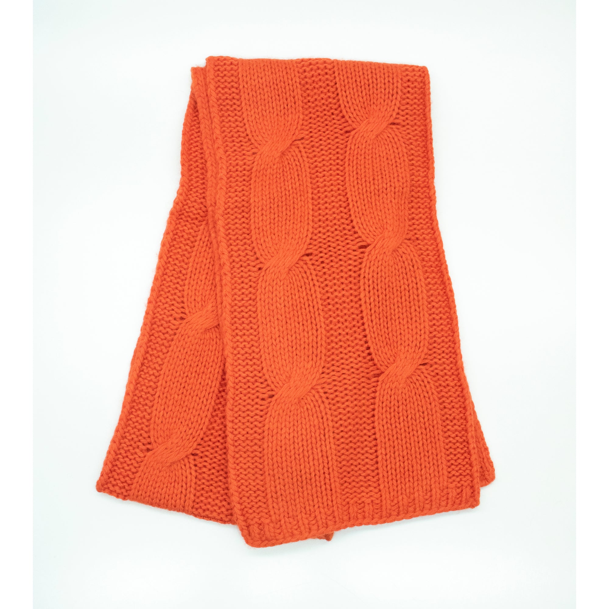 Womens | Big Cable Scarf | Orange