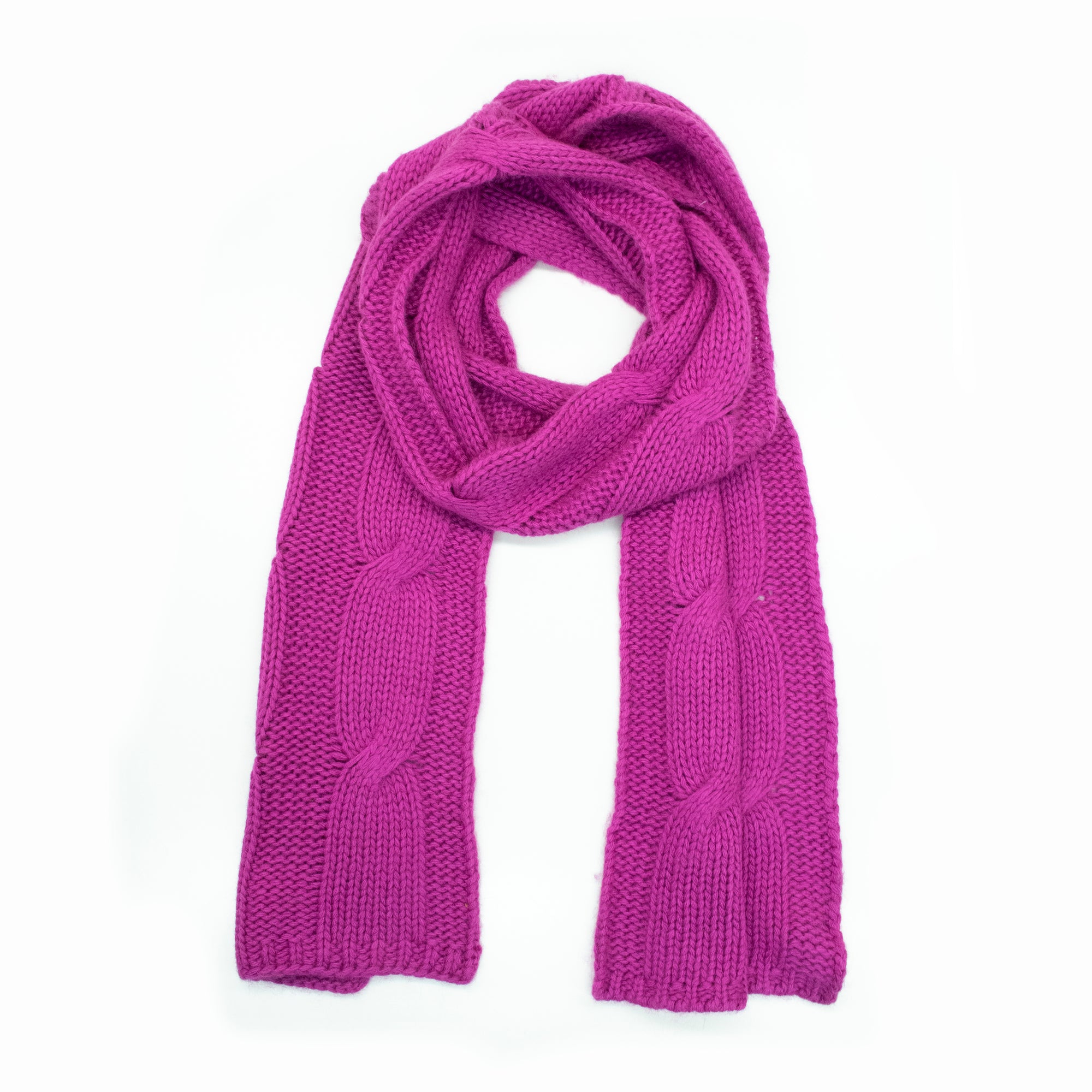Womens | Big Cable Scarf | Very Berry
