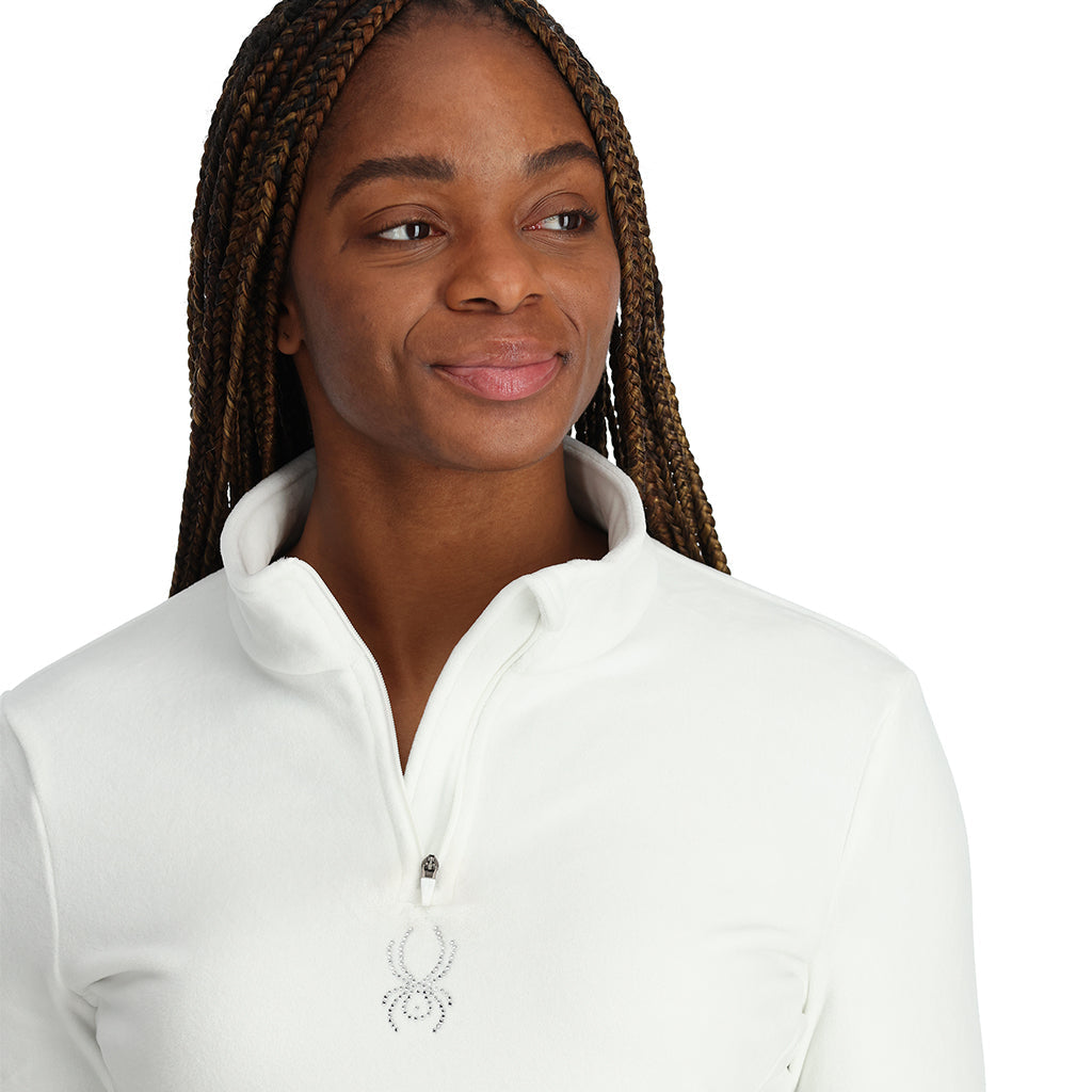 Women | Shimmer Bug Half Zip T-Neck | White