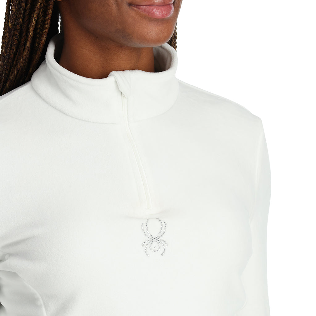 Women | Shimmer Bug Half Zip T-Neck | White