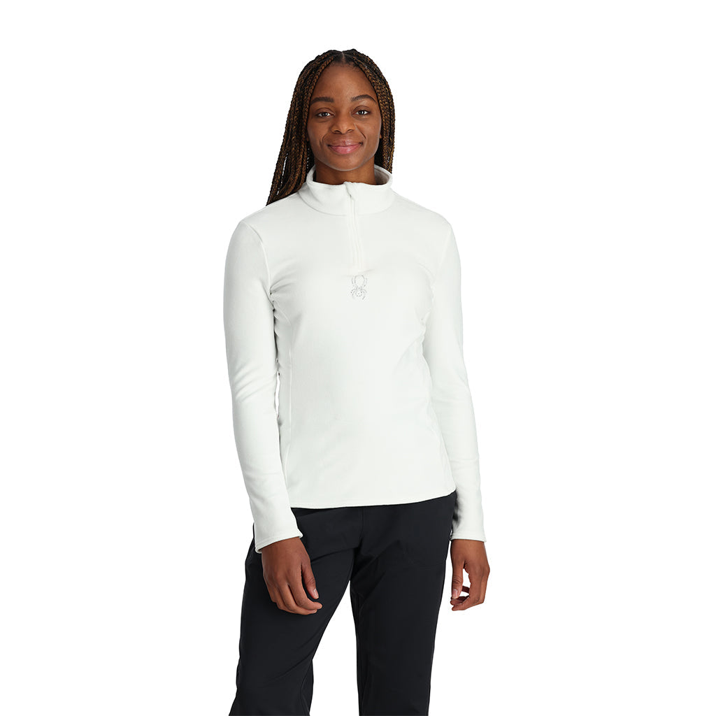 Women | Shimmer Bug Half Zip T-Neck | White