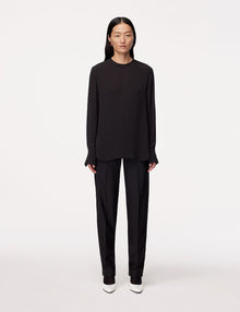 Another Tomorrow Silk Detachable Bandana Blouse in Black – Silk Women's Top