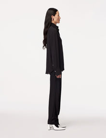 Another Tomorrow Silk Detachable Bandana Blouse in Black – Silk Women's Top
