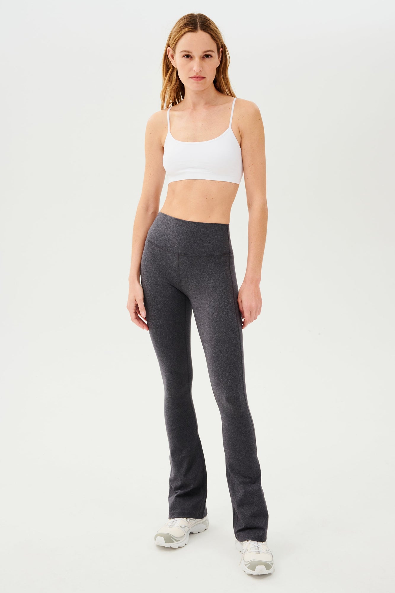 Raquel High Waist Flared Legging | Heather Grey
