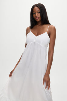 Airy poplin midi dress white