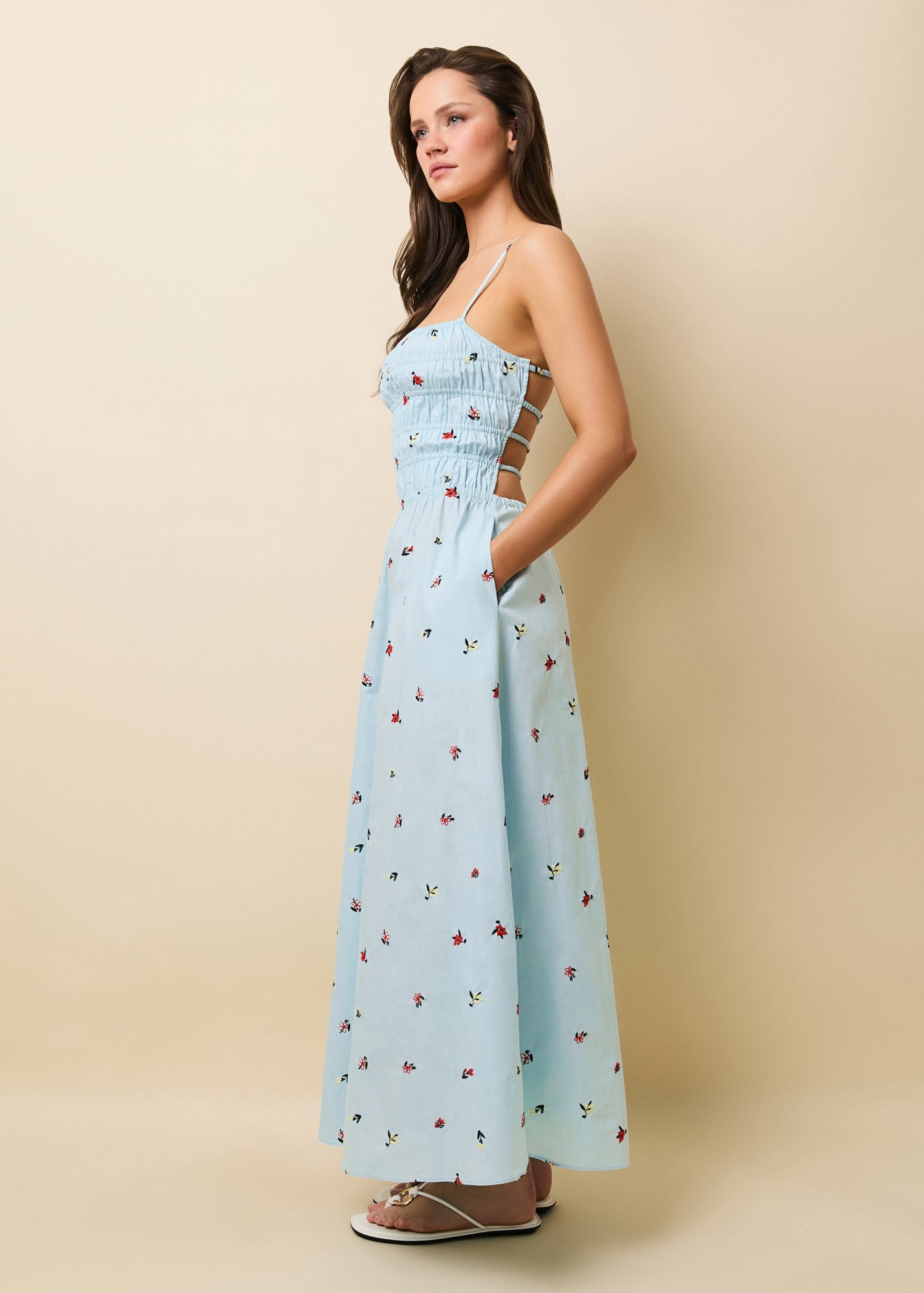 delta midi dress solid and striped Delta Midi Dress Poplin Embroidered